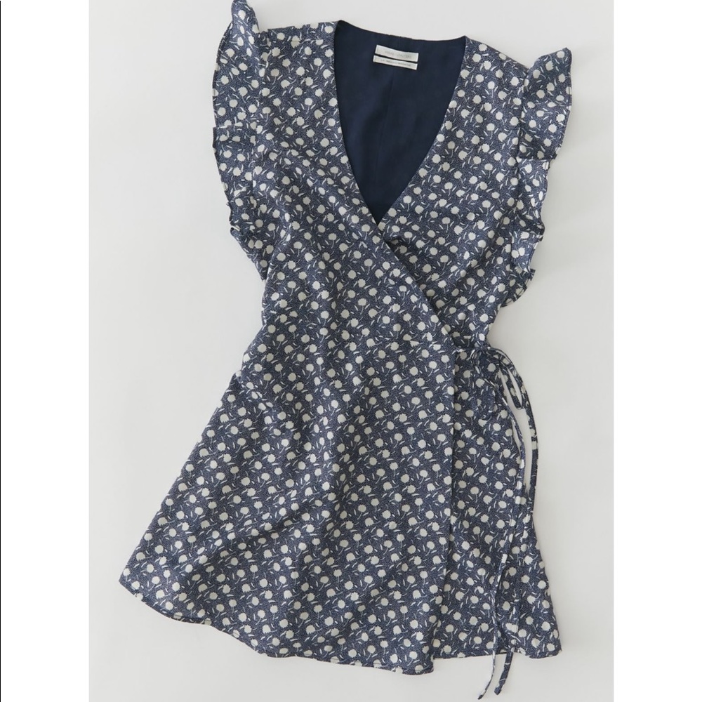 UO Josey Ruffle Mini Wrap Dress